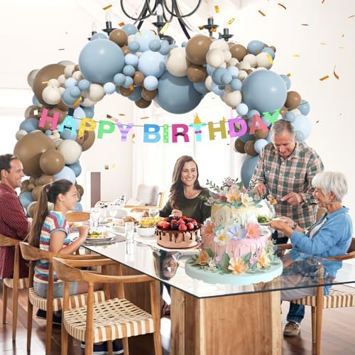 136pcs Dusty Blue & Brown Balloon Arch Kit – 18/12/10/5 Inch Balloons - Image 6