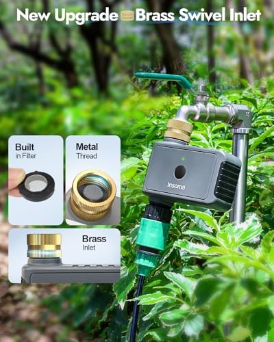 WiFi Water Timer Brass Inlet, 1-Zone Smart Hose Faucet Timer App & Voice Control via 2.4GHz WiFi, Sprinkler Timers w/Auto/Manual/Rain Delay Modes for Garden/Lawn, Works with Alexa & Google Assistant - Image 2