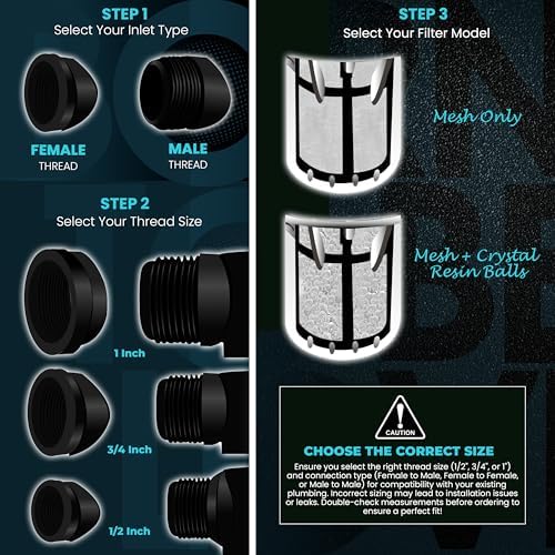 Inline Water Filter – 3/4" FNPT to FNPT, Fine Mesh Sediment Filter with Crystal Resin Balls for Whole House, Under Sink, Shower, Washing Machine, Garden Hose, Tap – Reusable Pre-Filter Strainer - Image 2