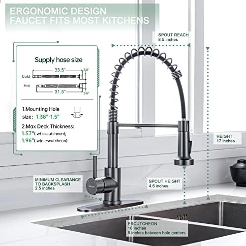 WEWE Pull-Down Kitchen Faucet, 2-Mode Sprayer, Matte Gray, High Arc - Image 2