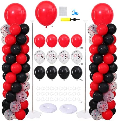 Red and Black Balloon Column Stand Kit Set of 2 for Floor by ZyloonDecoration