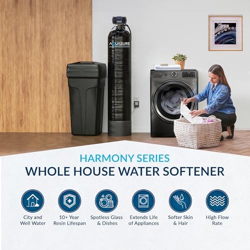 Aquasure Harmony Series 72,000 Grains Whole House Water Softener with High Performance Automatic Digital Metered Control Head | Reduces Hardness & Minerals | for 6+ Bathrooms - Image 2
