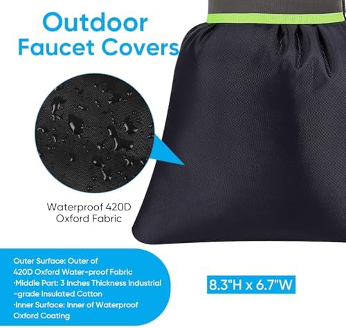 16Pack Outdoor Faucet Covers for Winter - 6.1"W x 8.3"H Outside Hose Bib Spigot Covers Protector Socks for Winter Freeze Protection Insulation Reusable Waterproof Insulated backflow Cover,Black - Image 6