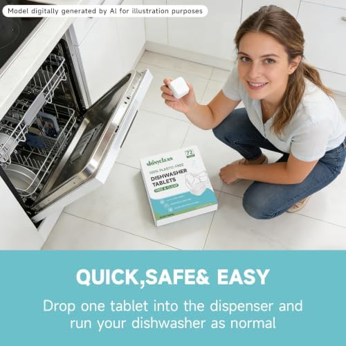 100% Plastic-Free Dishwasher Tablets, Free & Clear, 72 Count - Image 7