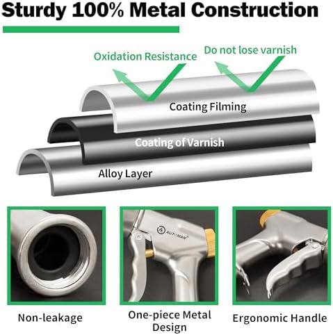 AUTOMAN Garden Nozzle Sprayer, High Pressure Spray Nozzle, 100% Metal Water Hose Nozzle, 7 Patterns Watering Nozzle, Heavy Duty Sprayer Garden Nozzle for Watering Plants & Lawns, Washing Cars & Pets - Image 2