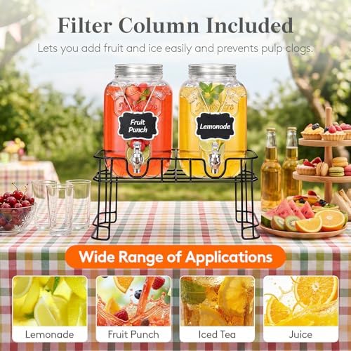 Lifewit 1 Gallon Glass Drink Dispenser with Stand & Fruit Infuser 2 Pcs - Image 6