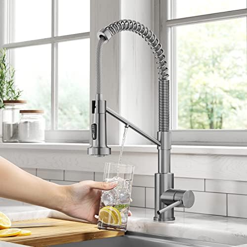 KRAUS Bolden 2-in-1 Commercial Style Pull-Down Single Handle Water Filter Kitchen Faucet in Spot-Free Stainless Steel with Purita 2-Stage Under-Sink Filtration System by Unknown