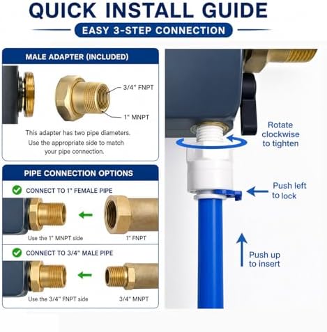 Whole House Spin Down Sediment Filter, 40 Micron Dual-Layer Flushable Pre-Filter for Well & City Water, Anti-Clog Design, Horizontal/Vertical Installation, Reusable Brass Water Filter - Image 6