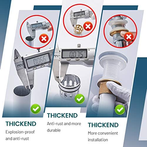 REGALMIX Vessel Sink Drain, Bathroom Faucet Vessel Sink Pop Up Drain Stopper, Built-in Anti-Clogging Strainer, with Overflow White, Fits Standard American Drain Hole(1-1/2" to 1-3/4") RWF083N - Image 5