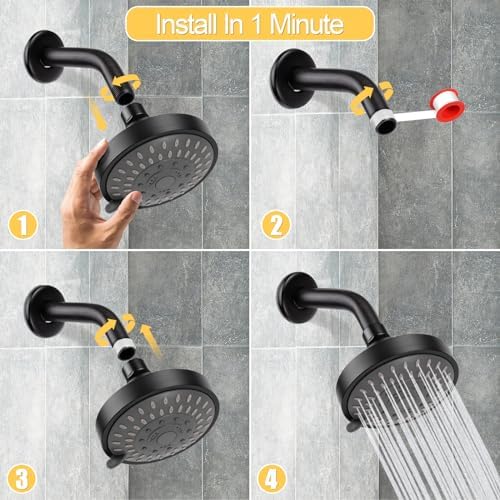 AISOSO High Pressure Rain Shower Head 5 Modes 4.1 Inch Oil Rubbed Bronze - Image 6