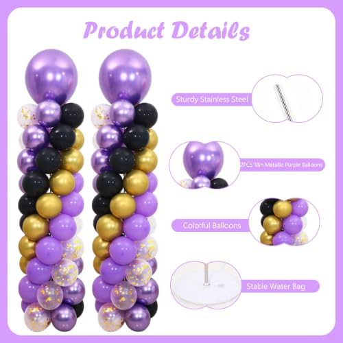 Purple and Black Gold Balloon Column Stand Kit Set of 2 for Floor - Image 4