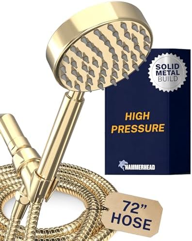 HammerHead Metal Handheld Shower Head High Pressure, 6ft Long Shower Hose by HammerHeadShowers
