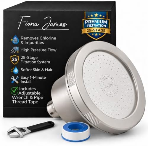 Fiona James 25-Stage Filtered Shower Head for Hard Water, Brushed Nickel by FIONAJAMES
