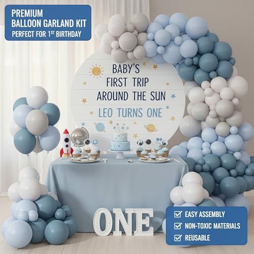 168 - Piece Balloon Arch Kit, Blue & Neutral Balloons Set, Includes Balloon Arch Stand Tools for Baby Shower Decorations & Party Backdrops (Multi - Size) - Image 4