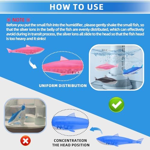 Humidfier Cleaner Fish for Humidifier & Fish Tank, 6 Pack Grey Shark - Image 2