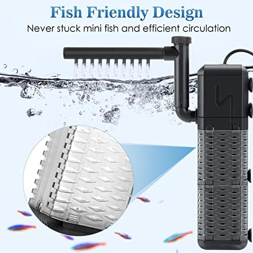 AQQA Submersible Aquarium Filter, Adjustable Flow with Aeration System - Image 5