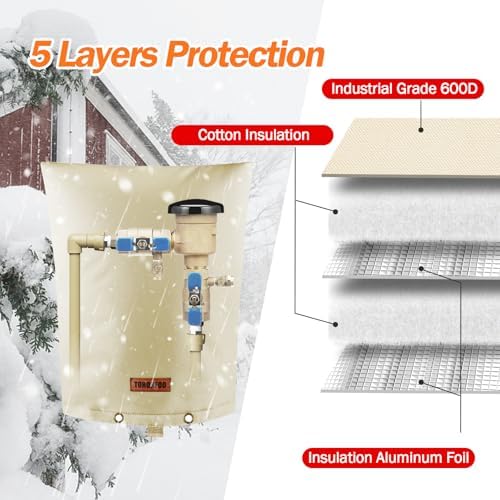 TOHONFOO Backflow Preventer Cover, Pipe Freeze Insulation, 16"Wx20"H, Beige - Image 5
