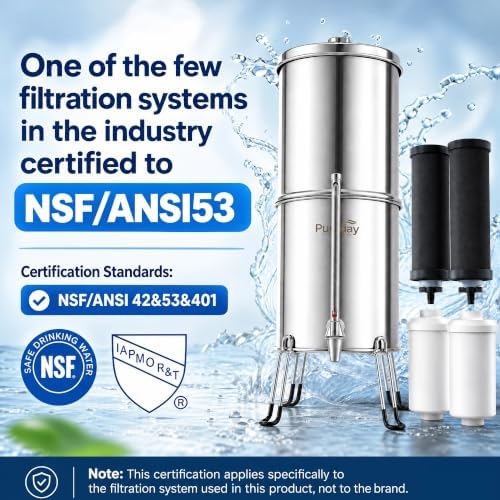 Pureday 3 Gallon Stainless Steel Gravity Water Filter, Meets NSF 42/53/401 - Image 4