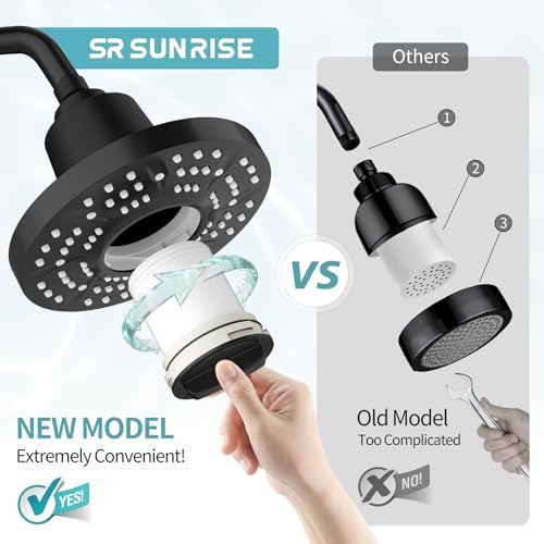 SR SUN RISE 7-Inch Filtered Shower Head with High Pressure Spray,Black - Image 5