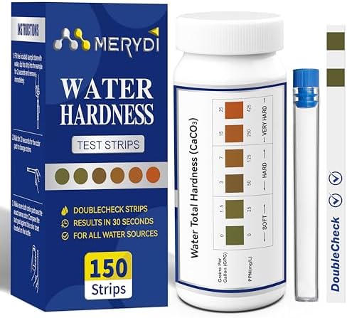 Water Hardness Test Kit,150 Strips-Double Color Pads with Sample Tube by MERYDI