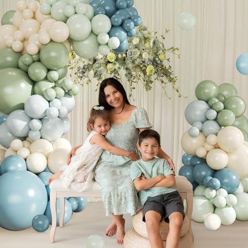 Dusty Blue Sage Green Balloon Arch Kit for Baby Shower Decorations - Image 4