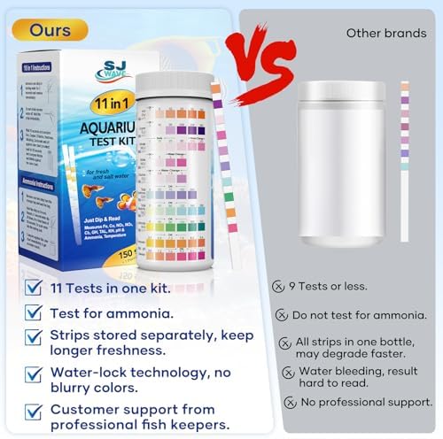 11 in 1 - Aquarium Test Strips | 950 Tests - 150 Strips | Fish Tank Aquariums Water Test Kit & ebook | Aquarium Thermometer | Fish Tank Water Testing Kit Includes 50 Ammonia Strips | Versatile Usage - Image 6
