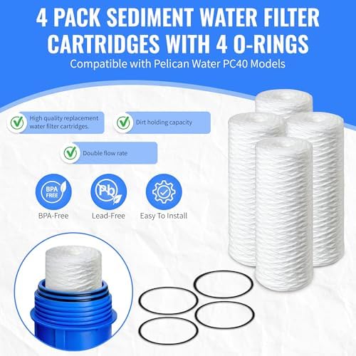 CFS String Wound Filters for Pelican PC40, 10x4.5, 4 Pack + O-Rings - Image 2