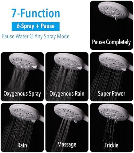 RV Shower Head with 60“ Stainless Steel Hose, High Pressure Camper Shower Head with Water Pause Switch, 7 Mode, Easy Install, Chrome-Upgrade for Campers & Trailers - Image 4