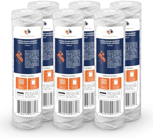 Aquaboon Whole House 5 Micron String Wound Sediment Water Filter 6-Pack by Aquaboon