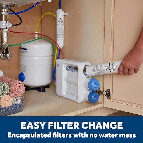 GE 5-Stage Reverse Osmosis Under Sink Water Filtration System with Faucet, Reduces 95+ Impurities including Lead, Chlorine, Arsenic, Filters FQ18PN, FQ18MN, FQ18RT, GXRV40TBN - Image 4