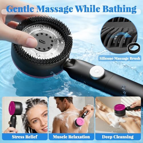 Shower Head, Drops Shower Head High Pressure, Showerhead with Handheld and 3 Filters, 4 Spray Modes & Pause Switch, Silicone Scalp Massager, 59" Hose & Bracket for Hard Water & Pets - Image 4