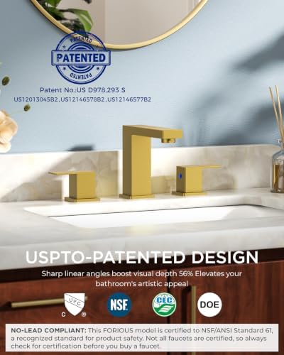FORIOUS 2 Pack 8" Widespread Gold Bathroom Faucet 3 Hole, Commercial Faucet - Image 2