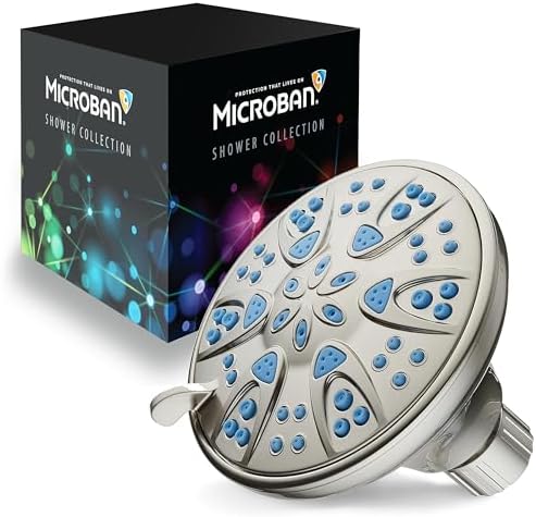 AquaDance Antimicrobial – Anti-Clog High-Pressure 6-Setting Head with Microban Nozzle Protection from Growth of Mold, Mildew & Bacteria for Stronger Shower 4", Aqua Blue Jets – 1.8 GPM - Image 2