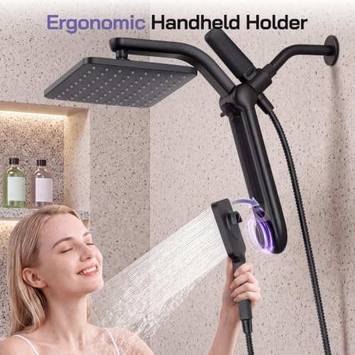 HOPOPRO High Pressure Filtered Shower Head with Handheld Combo, Black - Image 6