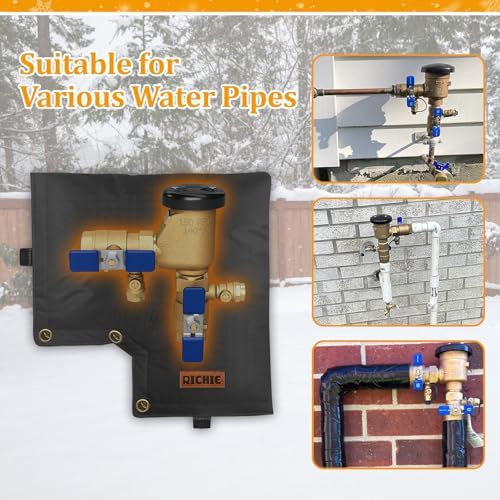Backflow Preventer Insulated Cover (5°F) for Winter Freeze Protection, 13"W x 12"H Thickened Pressure Vacuum Breaker & Well Pump Cover, Outdoor Waterproof Insulation Pouch for Sprinkler Valve, Black - Image 6