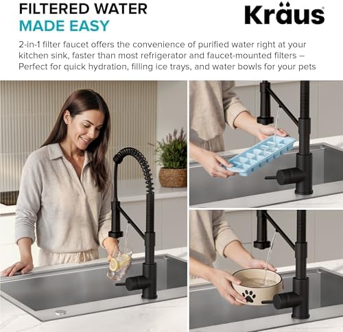 Kraus Bolden 2-in-1 Pull-Down Single Handle Kitchen Sink Filter Water Faucet for Reverse Osmosis or Water Filtration System in Matte Black, KFF-1610MB - Image 6