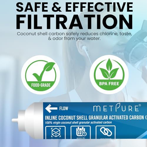 Metpure GAC Inline Filter Conversion 1/4" to 3/8” Big Flow Kit. Increase & Double Water Filtration Faucet Flow Rate of RO Reverse Osmosis System. Complete Kit with Filter, Tubing, and Quick Connectors - Image 5