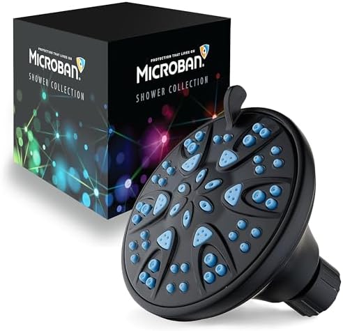 AquaDance Antimicrobial – Anti-Clog High-Pressure 6-Setting Head with Microban Nozzle Protection from Growth of Mold, Mildew & Bacteria for Stronger Shower 4", Aqua Blue Jets – 1.8 GPM - Image 2