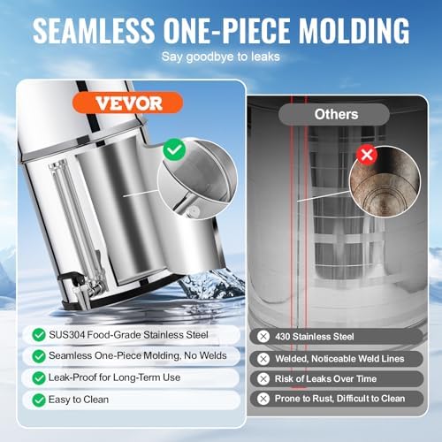 VEVOR Gravity-fed Water Filter System, 2.25G 304 Stainless-Steel Countertop Water Filtration System, Reduces Lead and up to 99% of Chlorine, with 2 Ceramic Carbon Filters, Water Level Spigot, Stand - Image 3