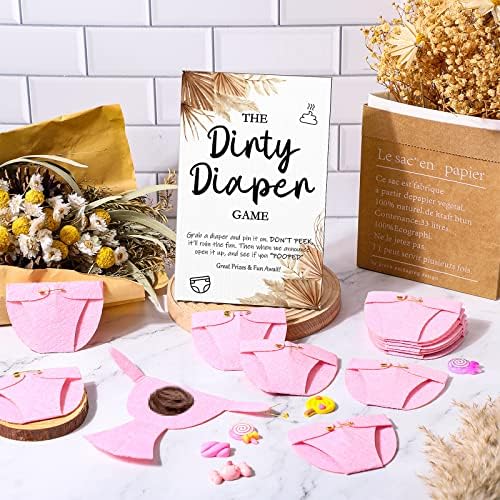 Roowest 51 Pcs Dirty Diaper Baby Shower Games, Boho Pink - Image 4