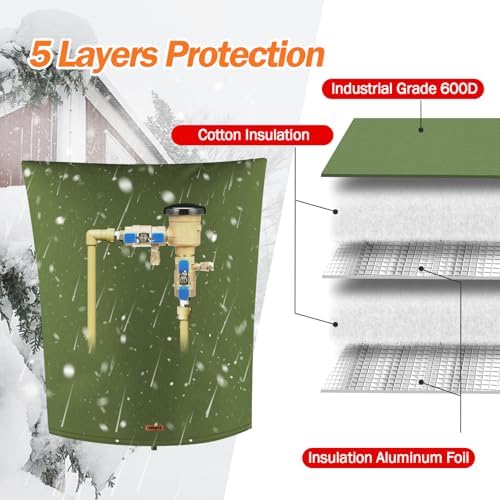 TOHONFOO Backflow Preventer Cover, Pipe Freeze Insulation, 28"Wx36"H, Green - Image 5