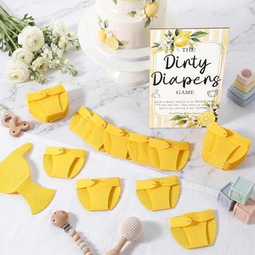 Roowest 51 Pcs Dirty Diaper Baby Shower Games, Lemon - Image 5