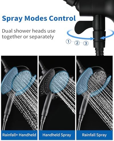 INAVAMZ 2 in 1 Shower Head with Handheld Combo High Pressure Black 2.5 GPM - Image 3