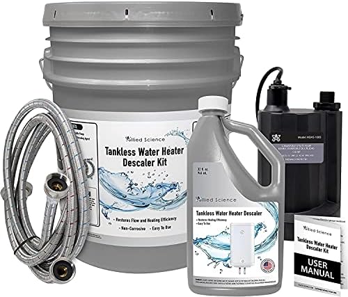 Allied Science Tankless Water Heater Flush Kit with Quart Liquid Descaling Solution and 1/6HP Extra Strength Pump by AlliedScience