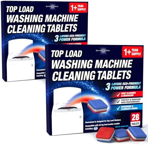 Washing Machine Cleaner Tablets, 56 Pack for HE Top Load, Eco-Friendly Tabs by SHIMMERIX