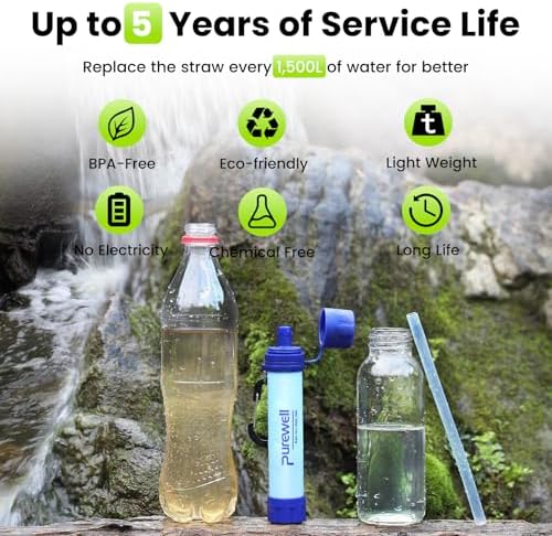Purewell Outdoor Water Filter Personal Water Filtration Straw Emergency Survival Gear Water Purifier for Camping Hiking Climbing Backpacking - Image 6