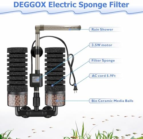 Upgrade Aquarium Electric Power Sponge Filter with Submersible Pump ，Ultra-Quiet Motor with Bio Ceramic Media Balls and 2 Spare Sponge (L for 20-55 Gal) - Image 3