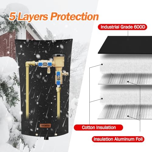 TOHONFOO Backflow Preventer Cover, Pipe Freeze Insulation, 14"Wx26"H, Black - Image 5