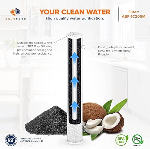 Aquaboon Premium 20 x 2.5 inch 5 Micron | Whole House Carbon Water Filter Replacement | Universal Coconut Shell Cartridge for Whole Home | 20 Pack - Image 5