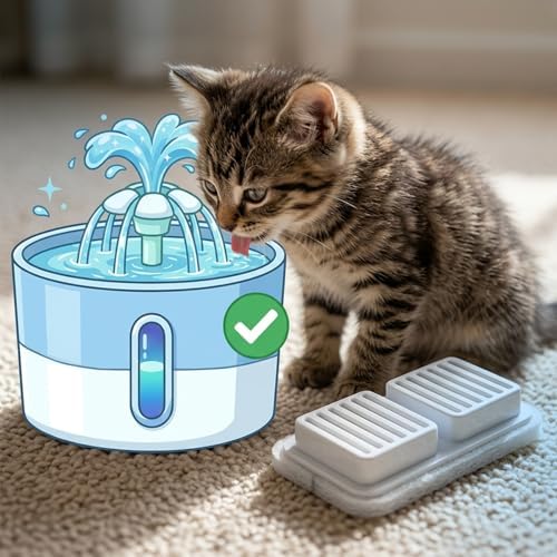12 Pack Cat Water Fountain Filter with 12 Pre-Filter Sponges - Image 3